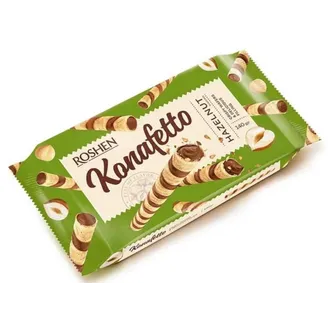 VAFEĻU TRUBIŅA ROSHEN KONAFETTO AR LAZDU RIEKSTU KRĒMU 140G