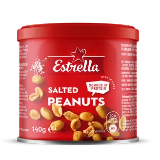 ZEMESRIEKSTI ESTRELLA SĀLĪTI 140G METĀLA BUNDŽĀ