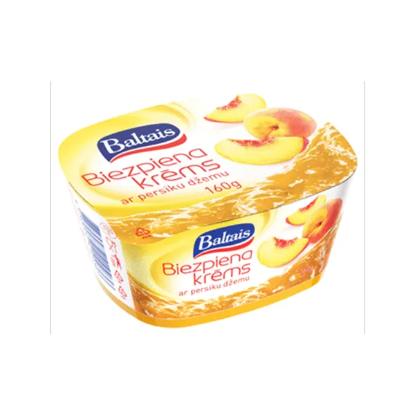Baltais biezpiena krēms ar persiku džemu, 160g