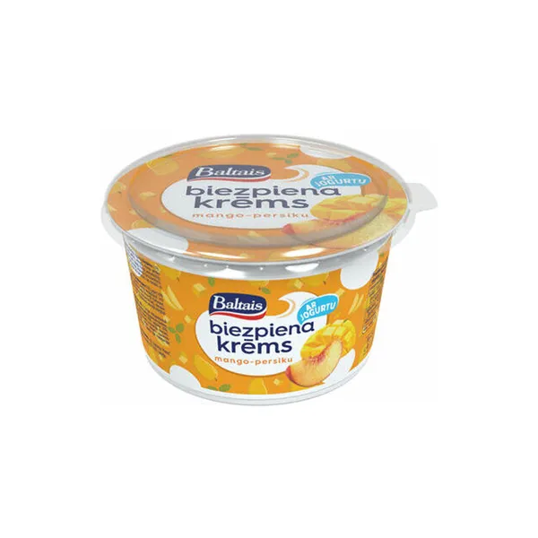 Baltais Biezpiena krēms Mango Persiku, 400g
