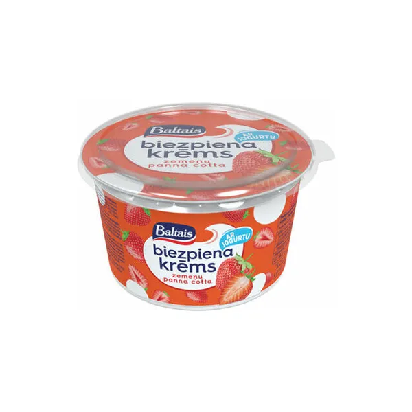 Baltais Biezpiena krēms Zemeņu Panna Cotta, 400g