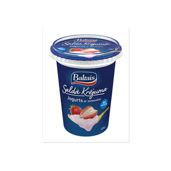 Baltais Saldā krējuma jogurts ar zemenēm, 400g