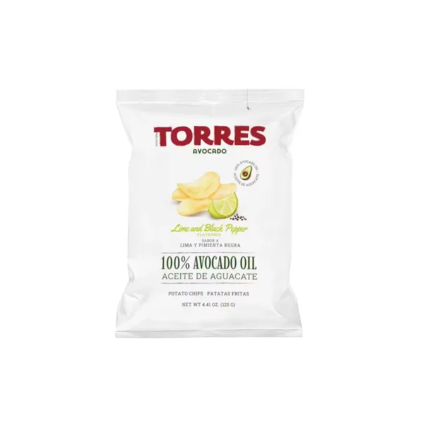 Kartupeļu čipsi TORRES, ar laima un piparu garšu, 125g
