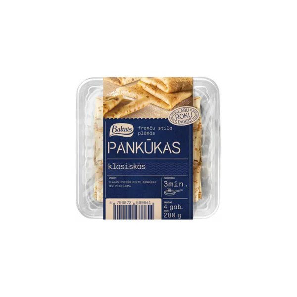 Pankūkas plānās Klasiskās 280g, Baltais