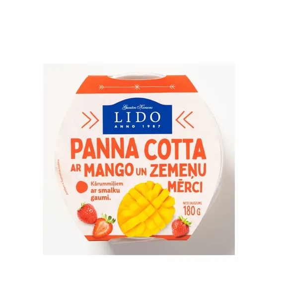 Panna cotta LIDO ar mango, zemeņu mērci, 180g