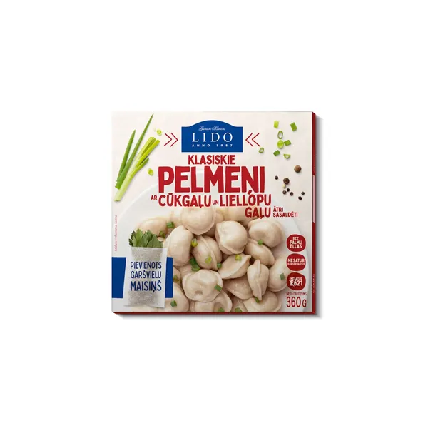 Pelmeņi Lido klasiskie, ar cūkgaļu un liellopa gaļu 360g
