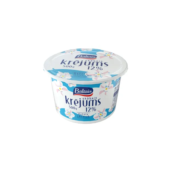 Skābais krējums Baltais 12% 500g
