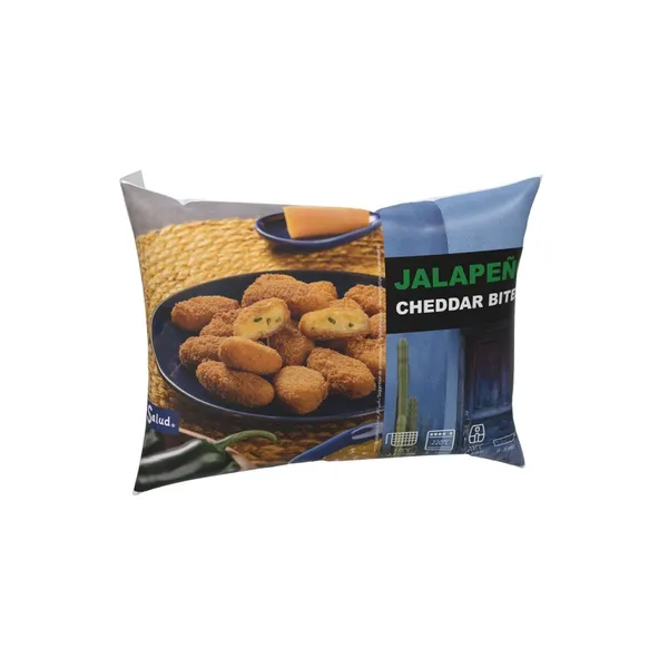 Uzkoda siera ar Čedaras sieru un jalapeno, panējumā, sald., 250g Salud