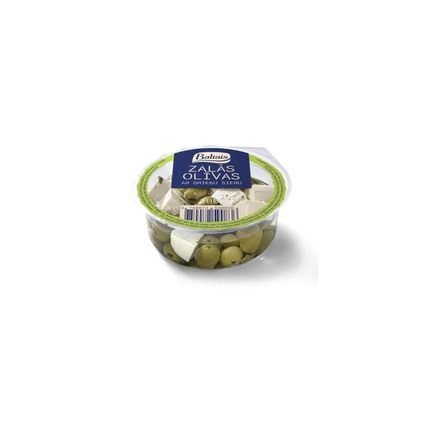 Zaļās olīvas ar Grieķu sieru, Baltais, 200g