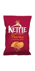 Kettle kartupeļu čips ar papriku un ceptiem sīpoliem 130 g