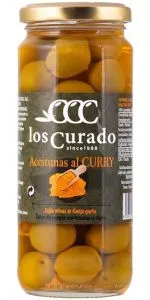 Los Curado Curry zaļās olīvas ar kauliņiem 360 g